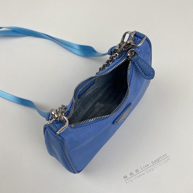 prada女包 普拉達新款mini Hobo中藍手拎包 1TT122 Prada單肩斜挎包 Prada三合一腋下包  pyd2352